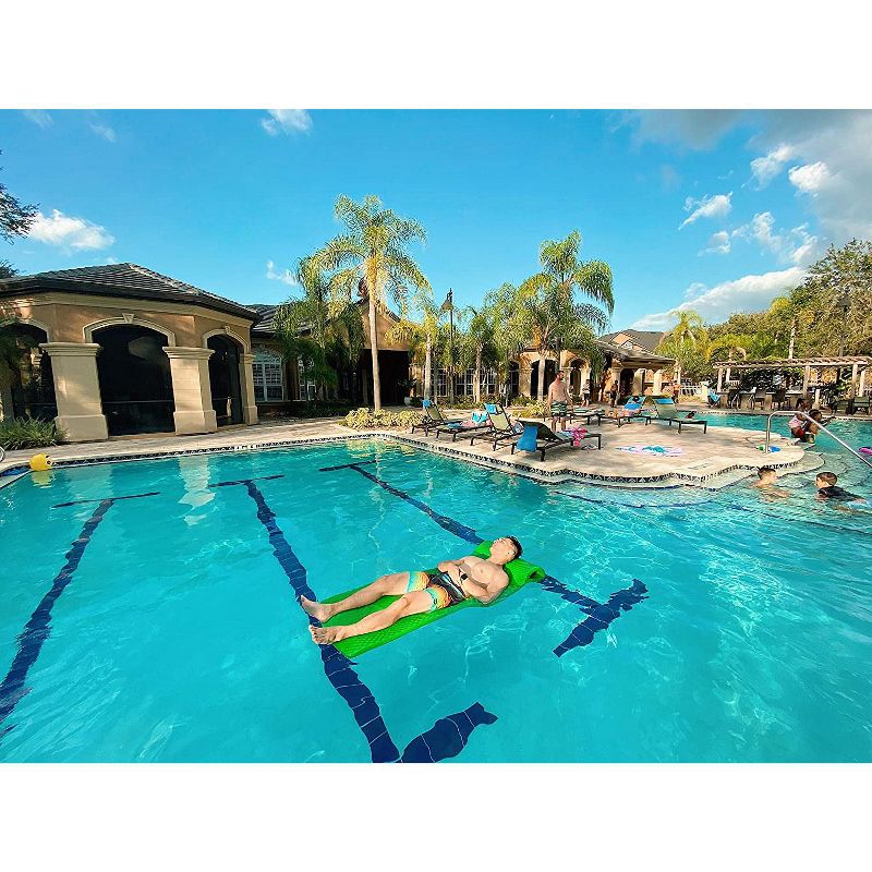 Vos 72 Inch Soft Wavy Foam Long Lasting Durable UV Chlorine Resistant Water Float Lounger Raft for Lakes, Rivers, and Swimming Pool, Barrier Blue