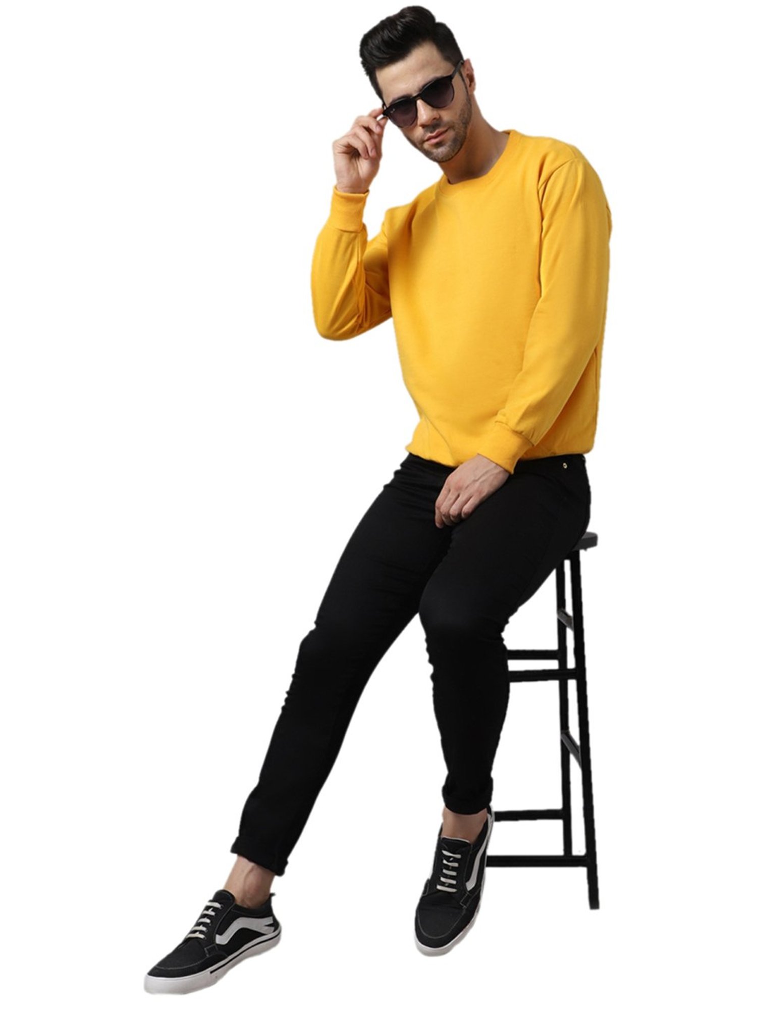 Vimal Jonney Yellow Regular Fit Printed Sweatshirts - Pack of 2