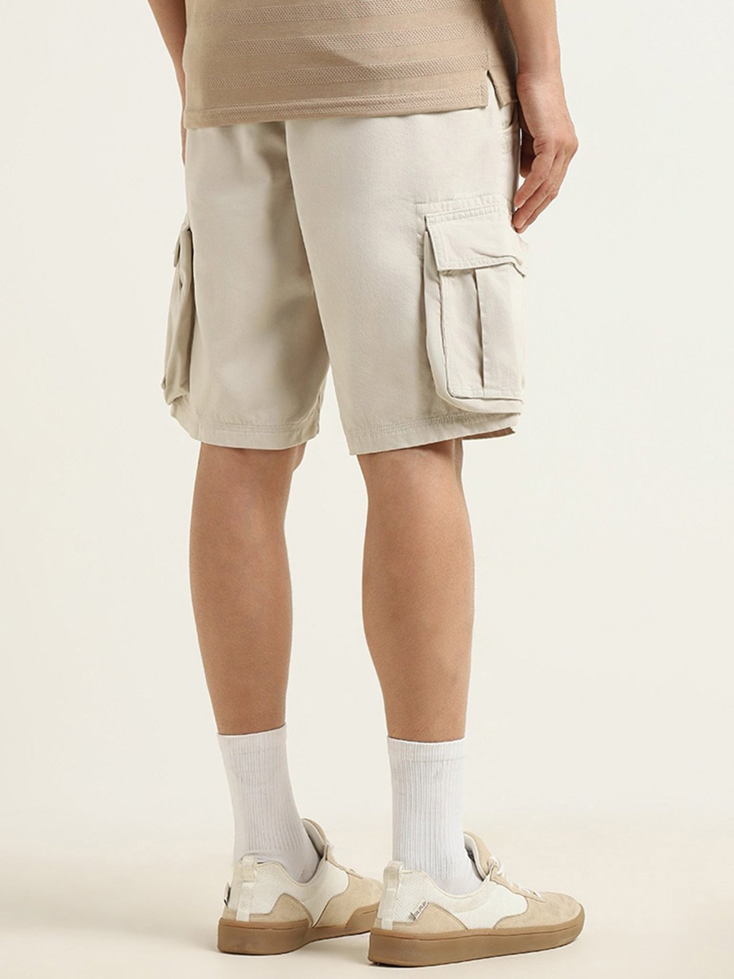 WES Casuals by Westside Plain Taupe Relaxed Fit Shorts