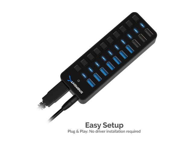Sabrent 36W 7-Port USB 3.0 Hub with Individual Power Switches and LEDs (HB-BUP7)