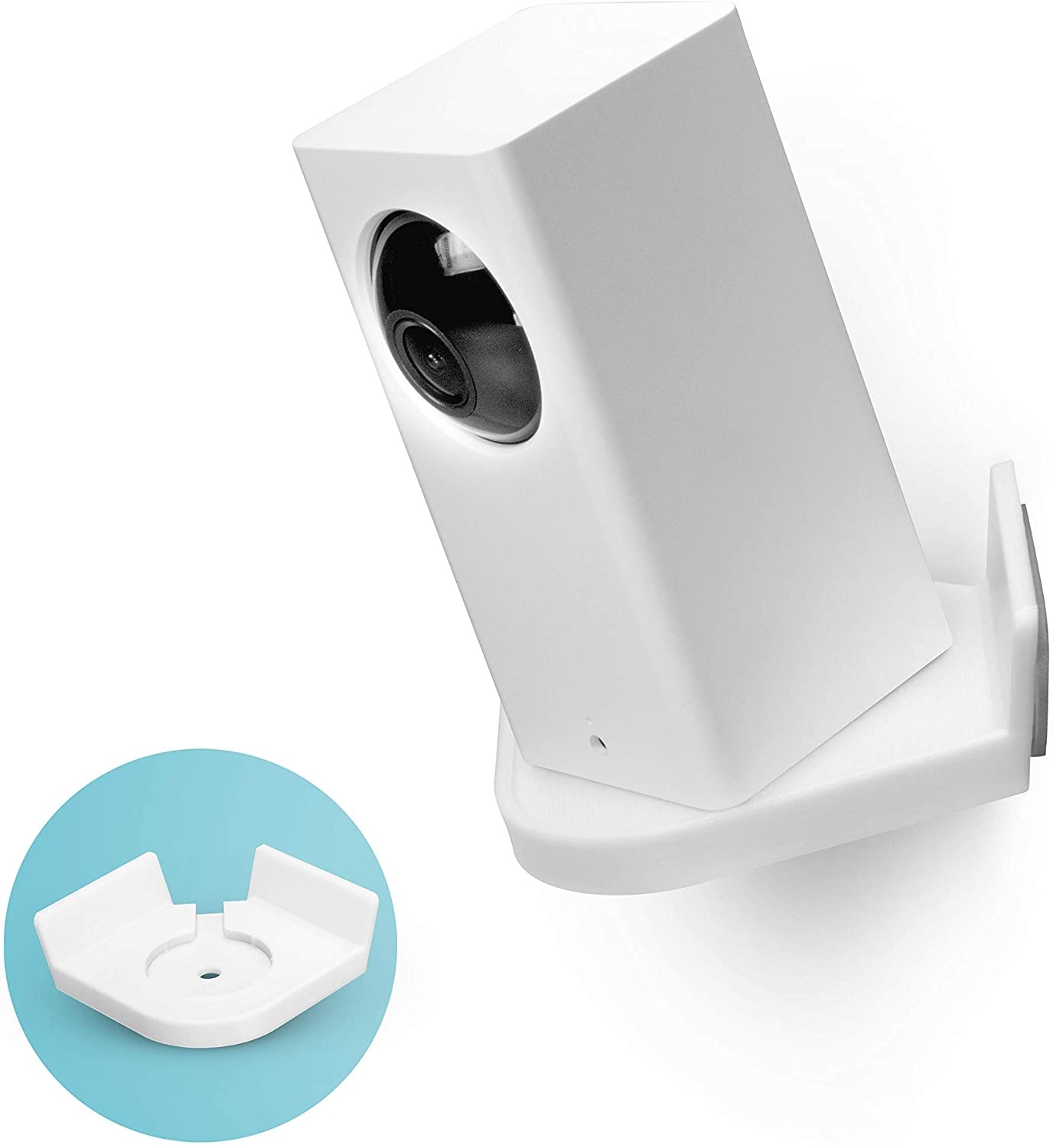 Screwless Corner Wall Mount Kit Compatible with Wyze Cam Pan, Tilted Holder, Watch Crib, Kids, Cashier etc, Strong Stick On, Full Tilt & Pan Function, No Tools, No Drilling, by Brainwavz (White)