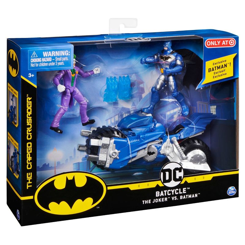 BATMAN Batcycle Vehicle with Batman and The Joker 4" Action Figures