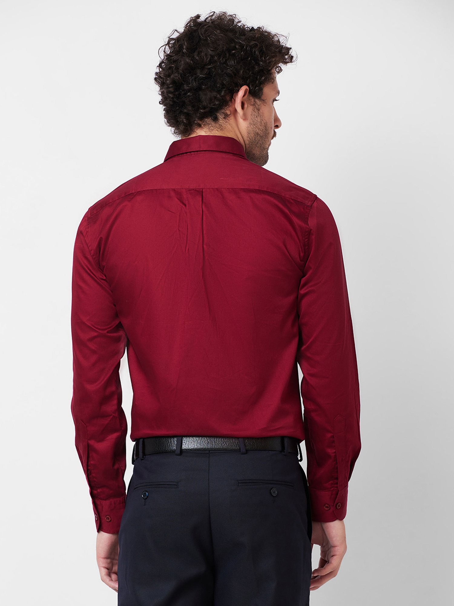 Kenneth Cole New York Maroon Slim Fit Cotton Shirt