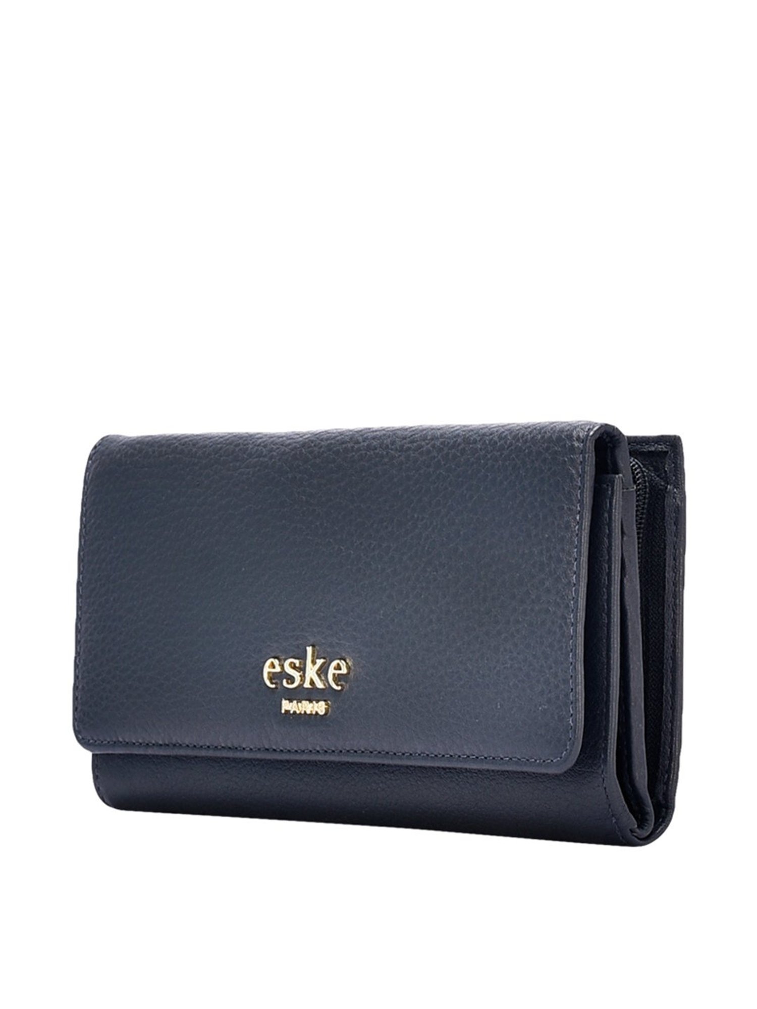 Eske Klara Dark Blue Solid Tri-Fold Wallet for Women