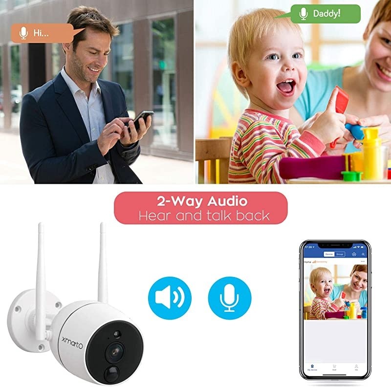 Home Security Camera System - 8CH Wireless Expandable NVR with 4 1080p WiFi Security Cameras - PIR & Video Dual Motion Detection, Video Clip Alert, 2-Way Audio, 1TB HDD