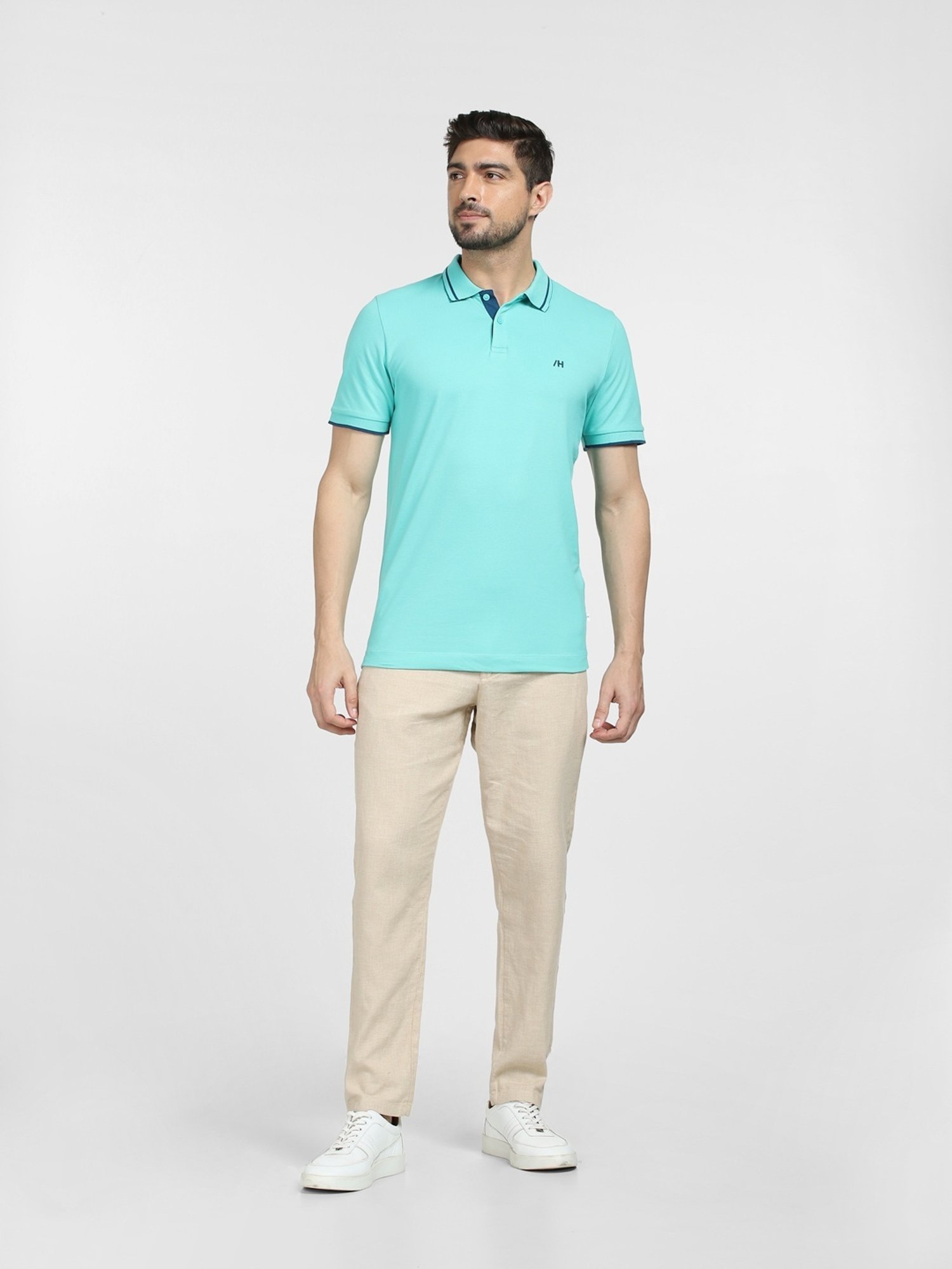 SELECTED HOMME Blue Cotton Slim Fit Polo T-Shirt