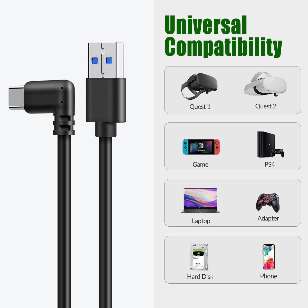 Oculus Link Cable 26ft/8M, Oculus Quest 2 Link Cable,High Speed Data Transfer& Fast Charging  USB C Cable,Compatible for Oculus Quest 2 Headset and Gaming PC, VR25