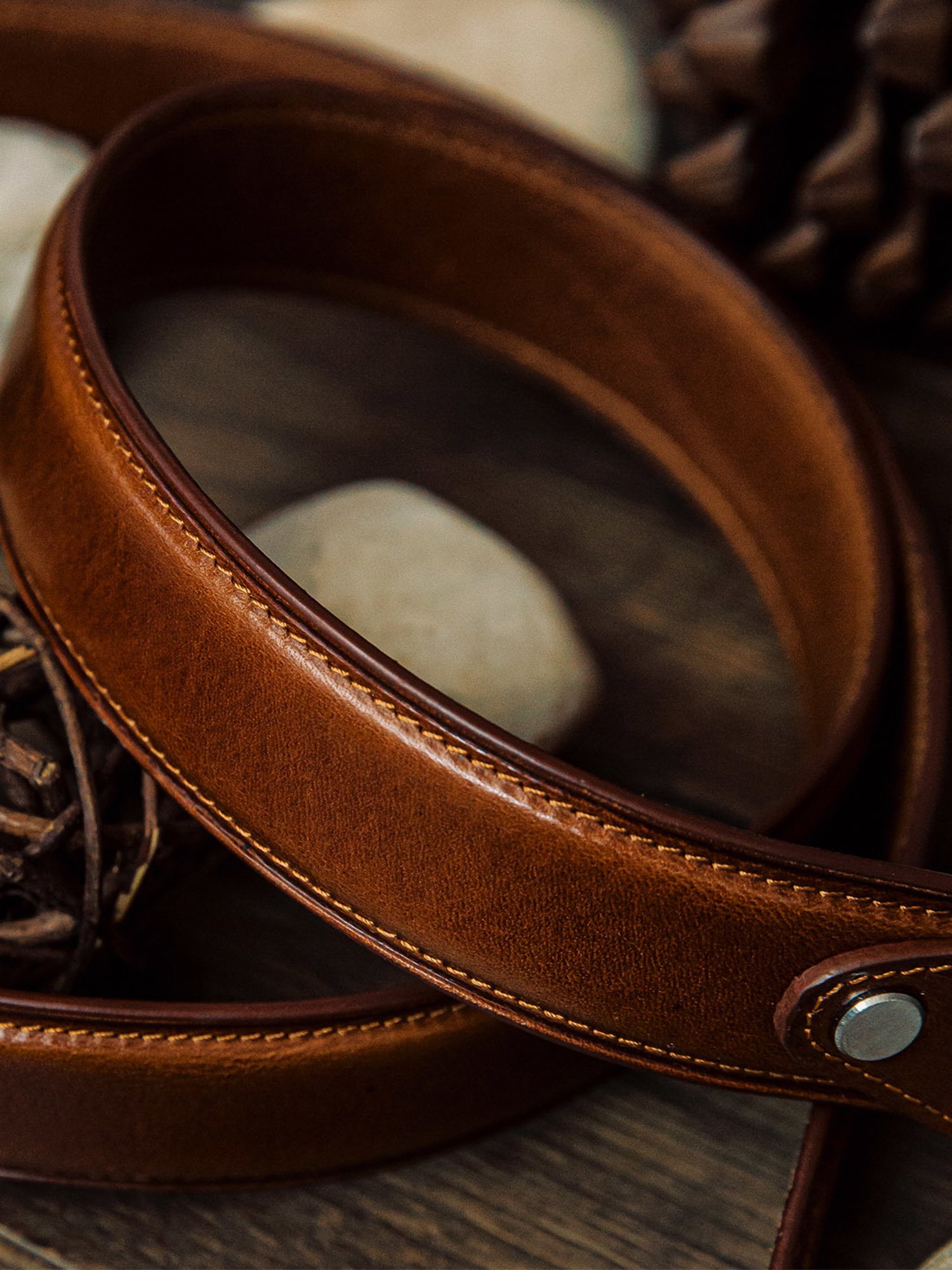 James Aston Brown Leather Waist Belt for Men