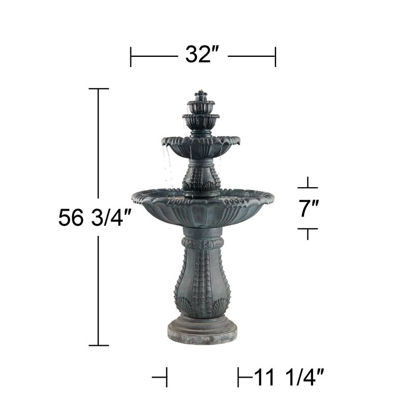 John Timberland Italian Outdoor Floor Water Fountain with Light LED 56 3/4" High 4 Tiered for Yard Garden Patio Deck Home