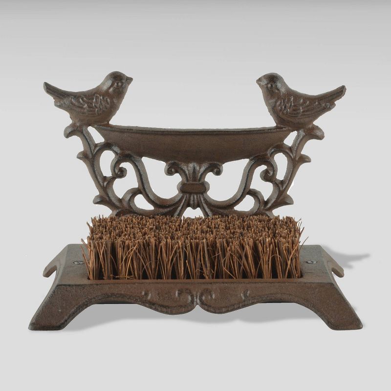 7" Iron Bird Boot Brush In A Gift Box Brown - Esschert Design