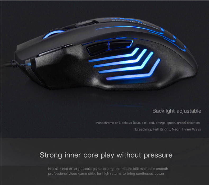 AULA S18 Backlit Gaming Mouse 7 Buttons Programming 4000 DPI Adjustable Optical Wired USB Mouse with Fire Keys for FPS Gamer