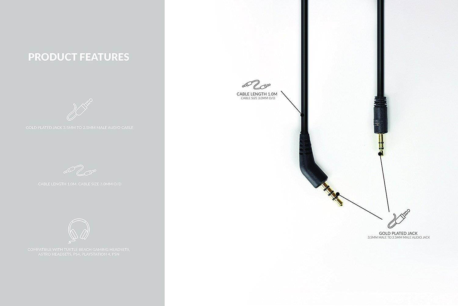 Xbox One Talkback Chat Cable for Turtle Beach Gaming Headsets