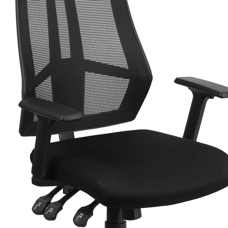 Mesh Sled Base Side Reception Chair with Flip Up Arms Black - Riverstone Furniture