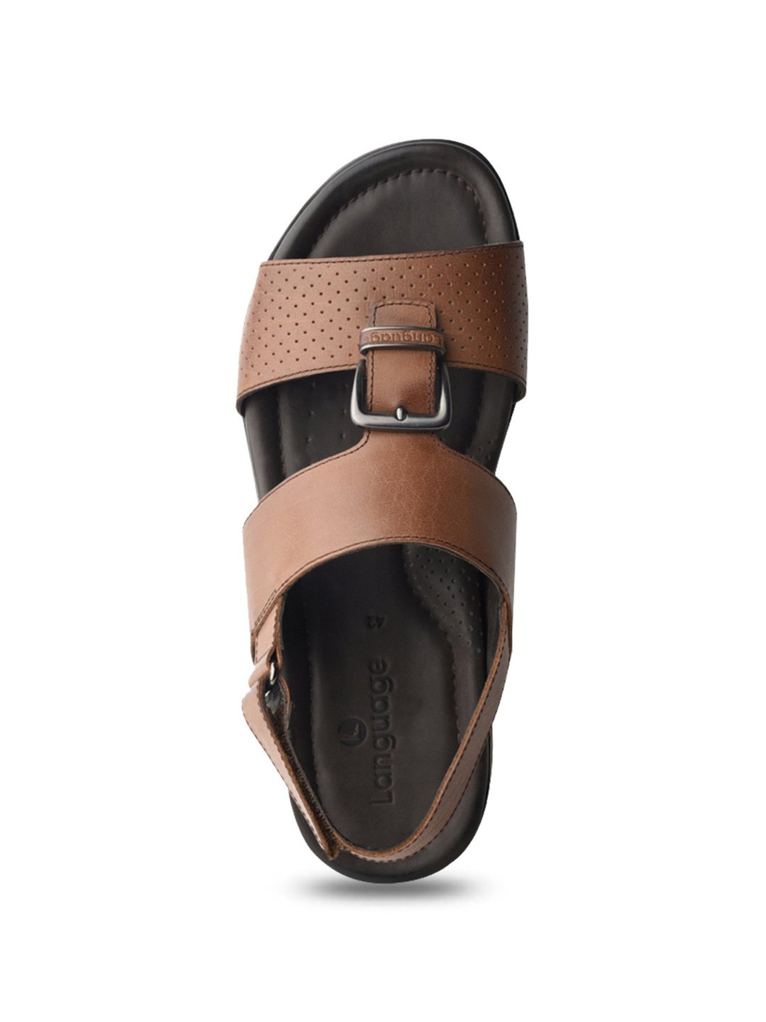Language Shoes Men's Plush Brown Back Strap Sandals