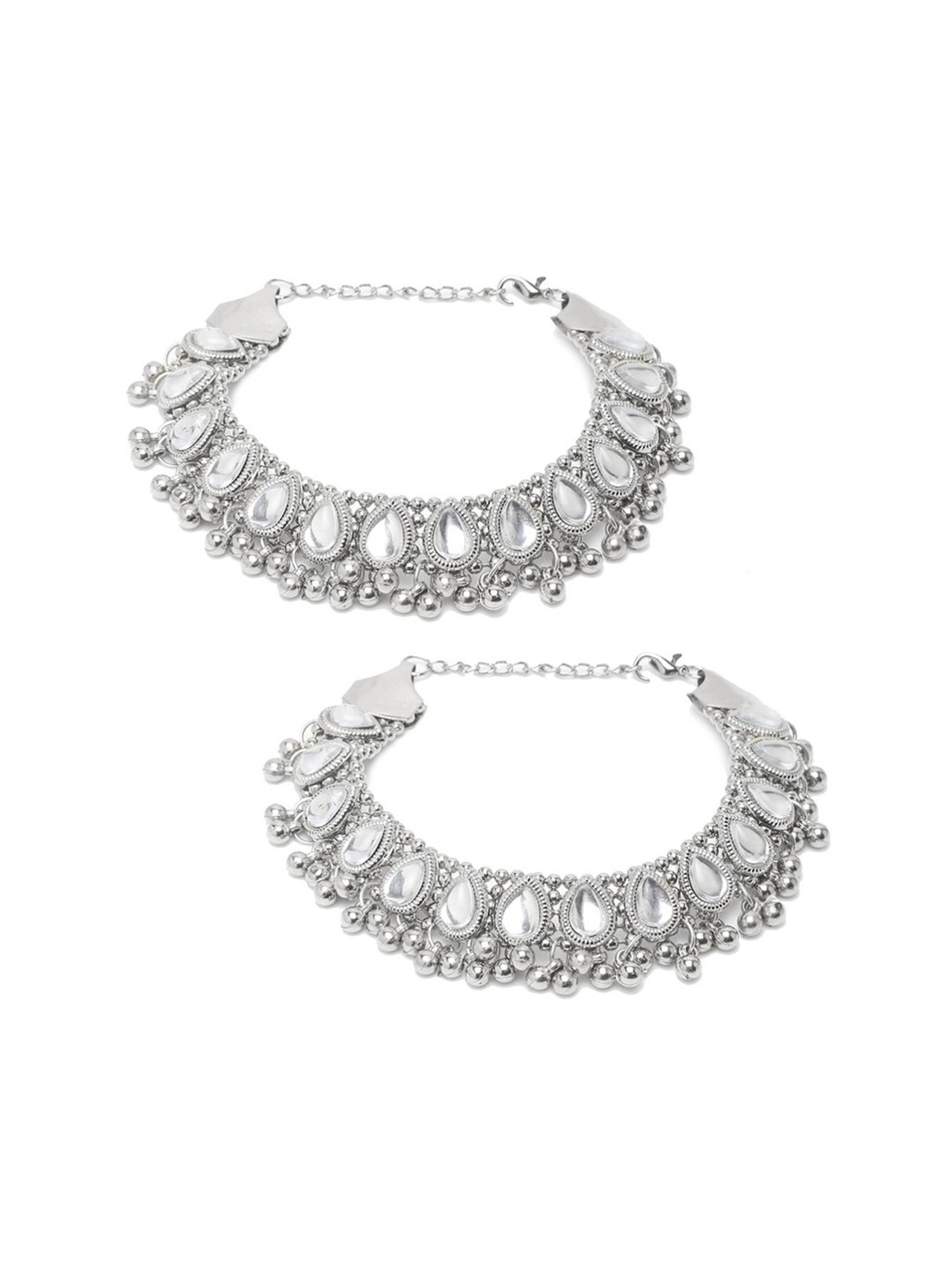 YouBella Gold-Plated Copper Strand Stylish Party Wear Anklets for Women - Set of 2