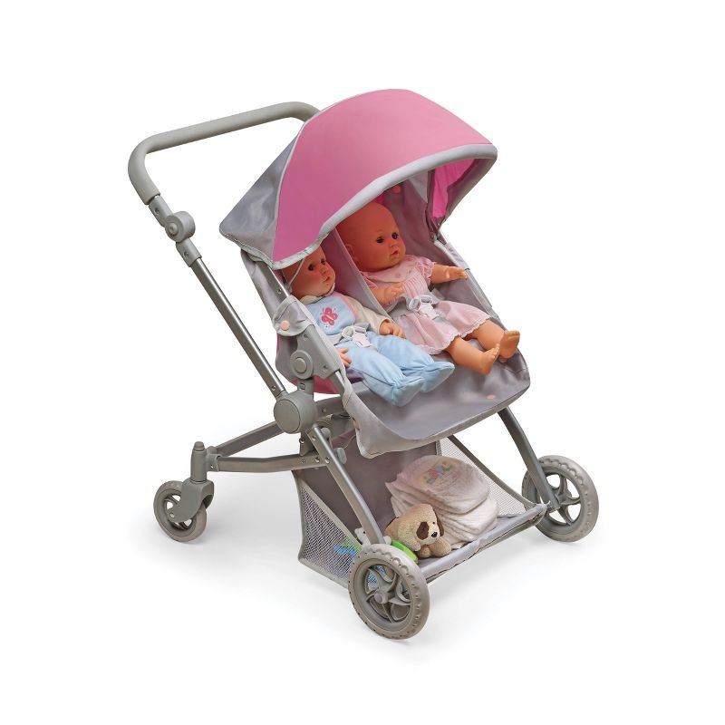 Voyage Twin Carriage Doll Stroller - Gray/Pink