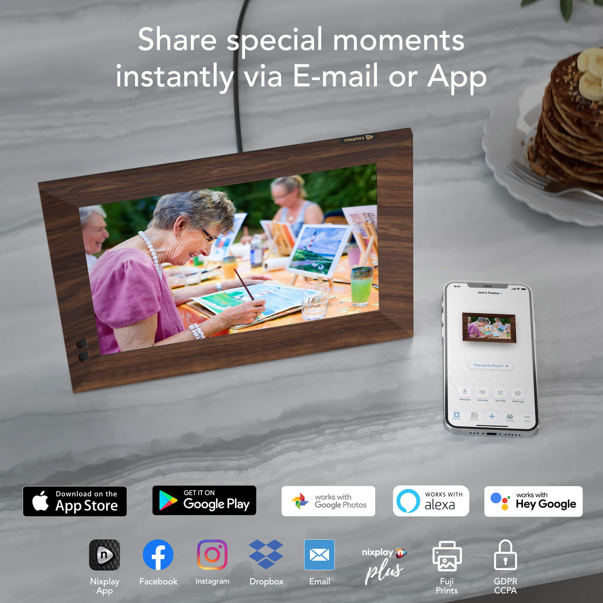 Nixplay 10.1 inch Smart Digital Picture frame - Share Photos via Email or App