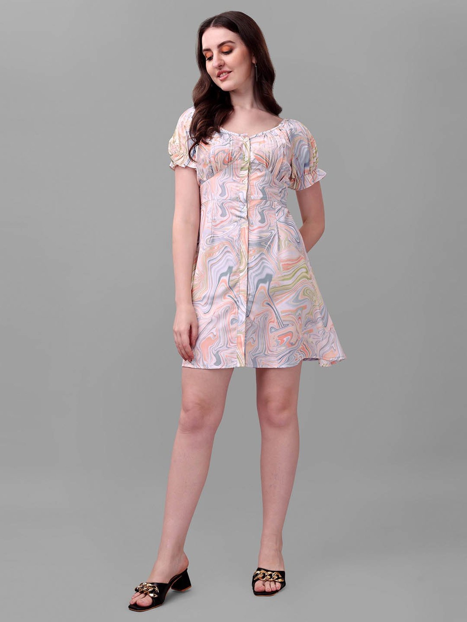 MASAKALI.CO Multicolor Printed A Line Dress