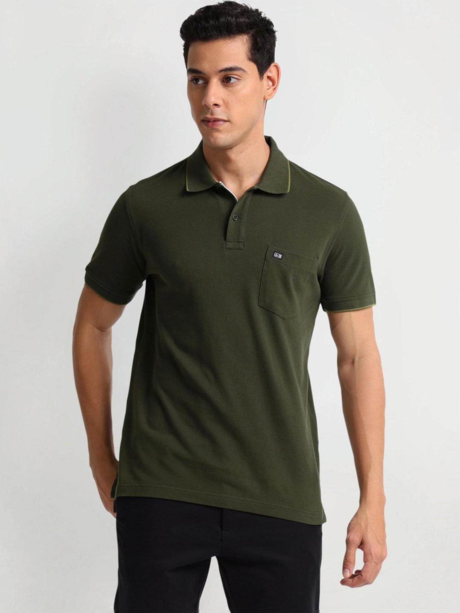 Arrow Sports Green Regular Fit Polo T-Shirt