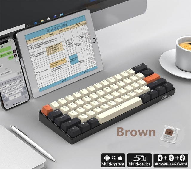 New Upgrade RK61 Rechargeable Bluetooth Wireless/2.4G/Wired 3 Mode Backlit Mechanical Keyboard For PC,Notebook,Tablet