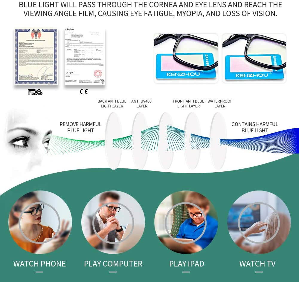 Blue Light Blocking Computer Glasses for Women 1 Pack Anti Eyestrain