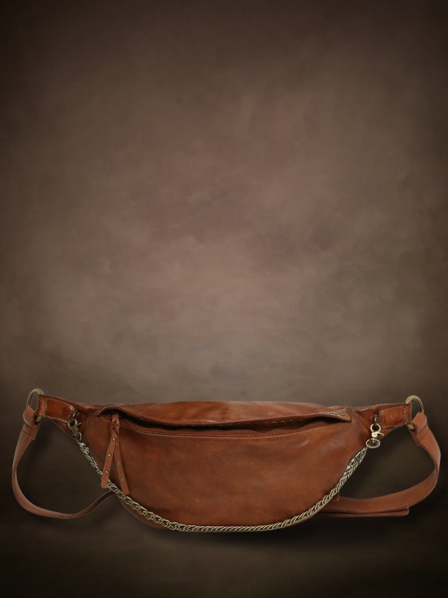 Art N Vintage Biker Cognac Leather Solid  Waist Pouch