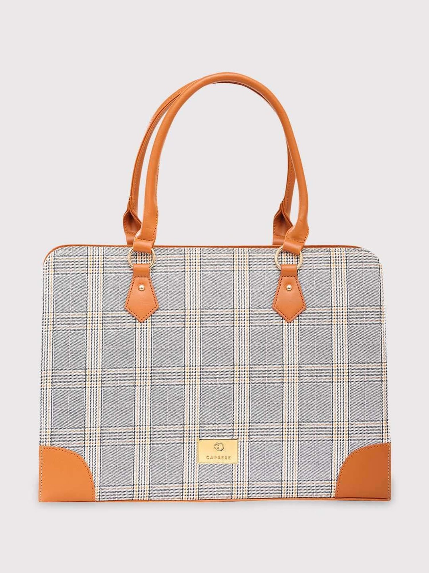 Caprese REMI Tan & Grey Faux Leather Large Messenger Bag