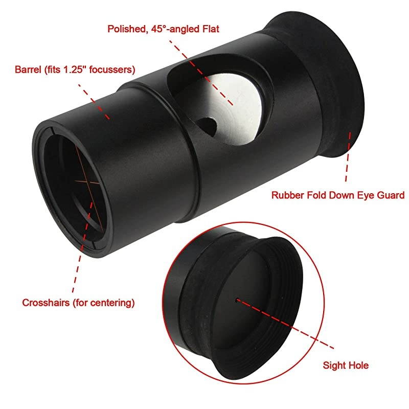 125Inch Metal Collimating Cheshire Eyepiece Without Laser for Newtonian Reflector Telescope Short Version
