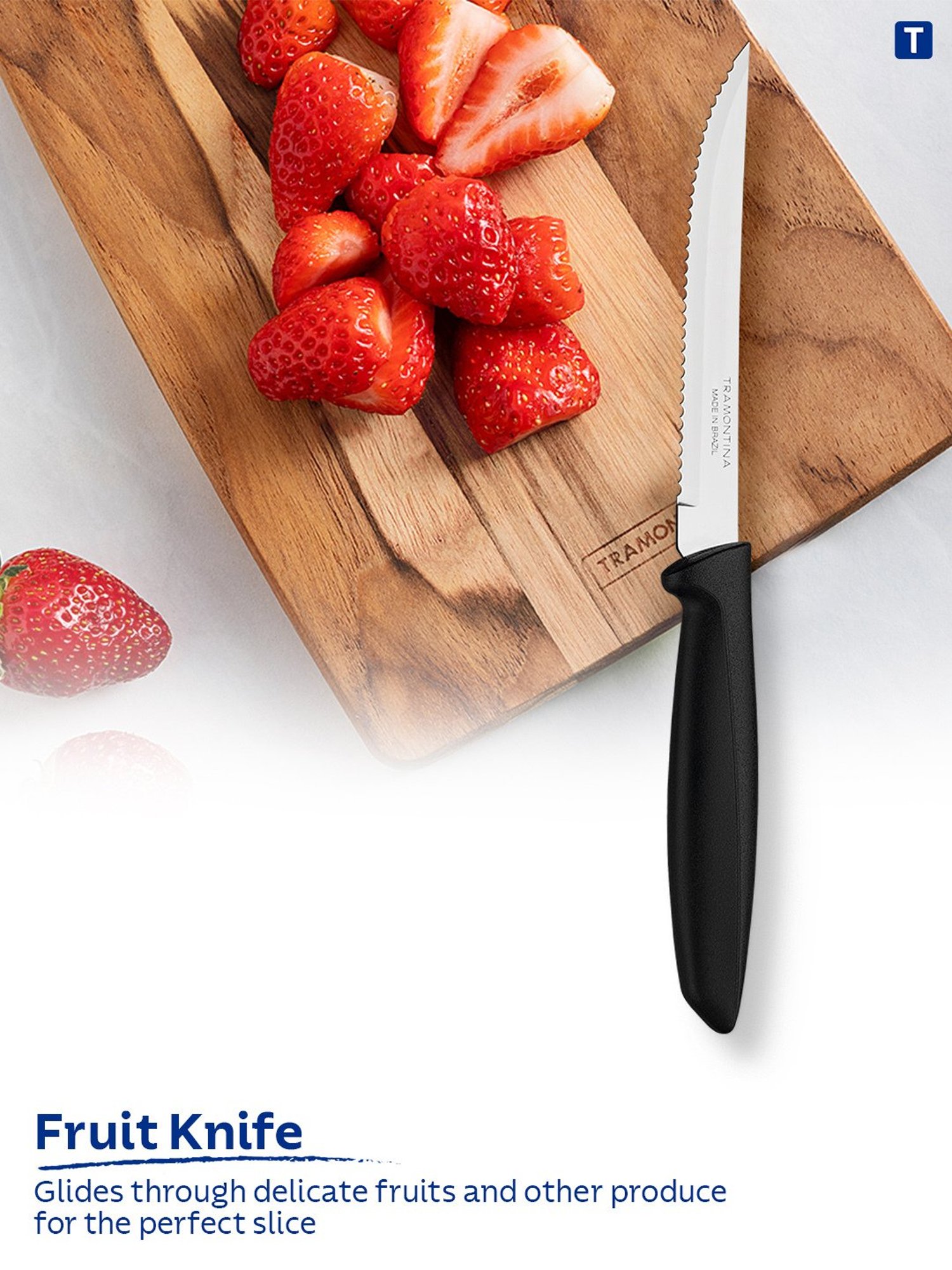 Tramontina Plenus Stainless Steel Set of 3 Knife, Vegetable Knife, Tomato Knife & Fruit Knife