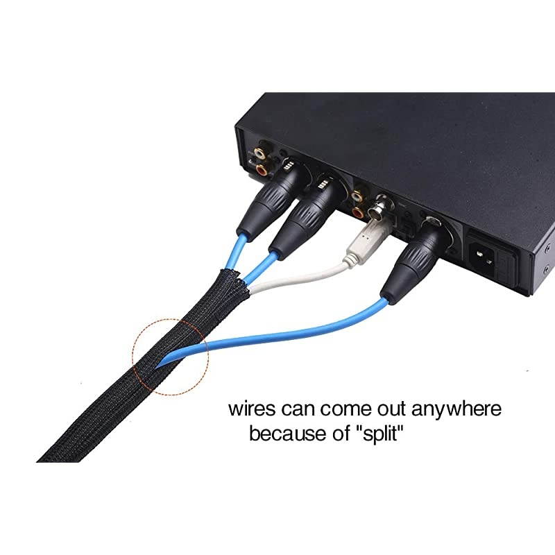 25ft 34 inch Cord Protector Wire Loom Tubing Cable Sleeve Split Sleeving For USB Charger Cable Power Cord Audio Video Cable Protect Cat From Chewing Cords Black