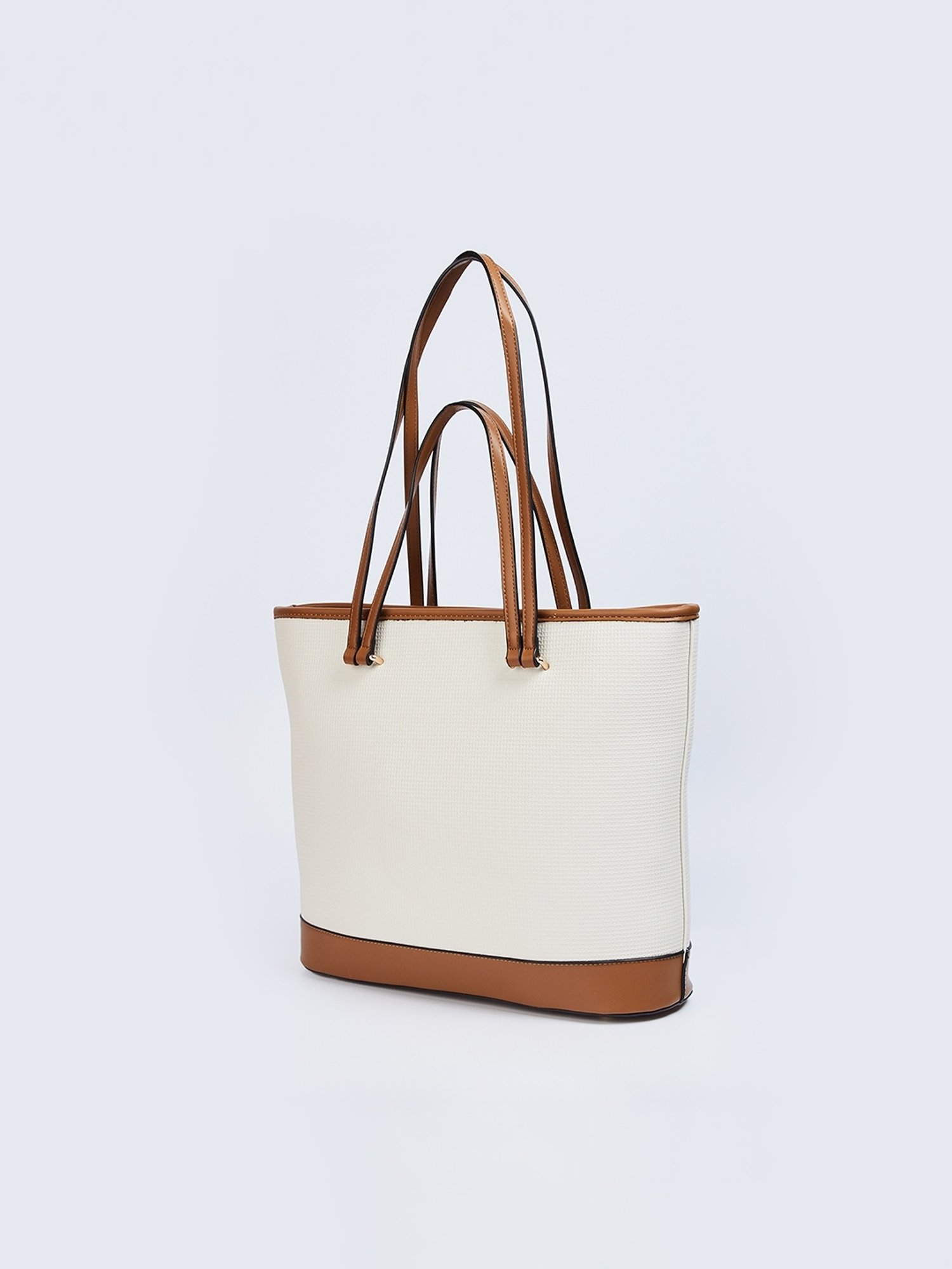 Code by Lifestyle White & Brown Textured Shoulder Handbag