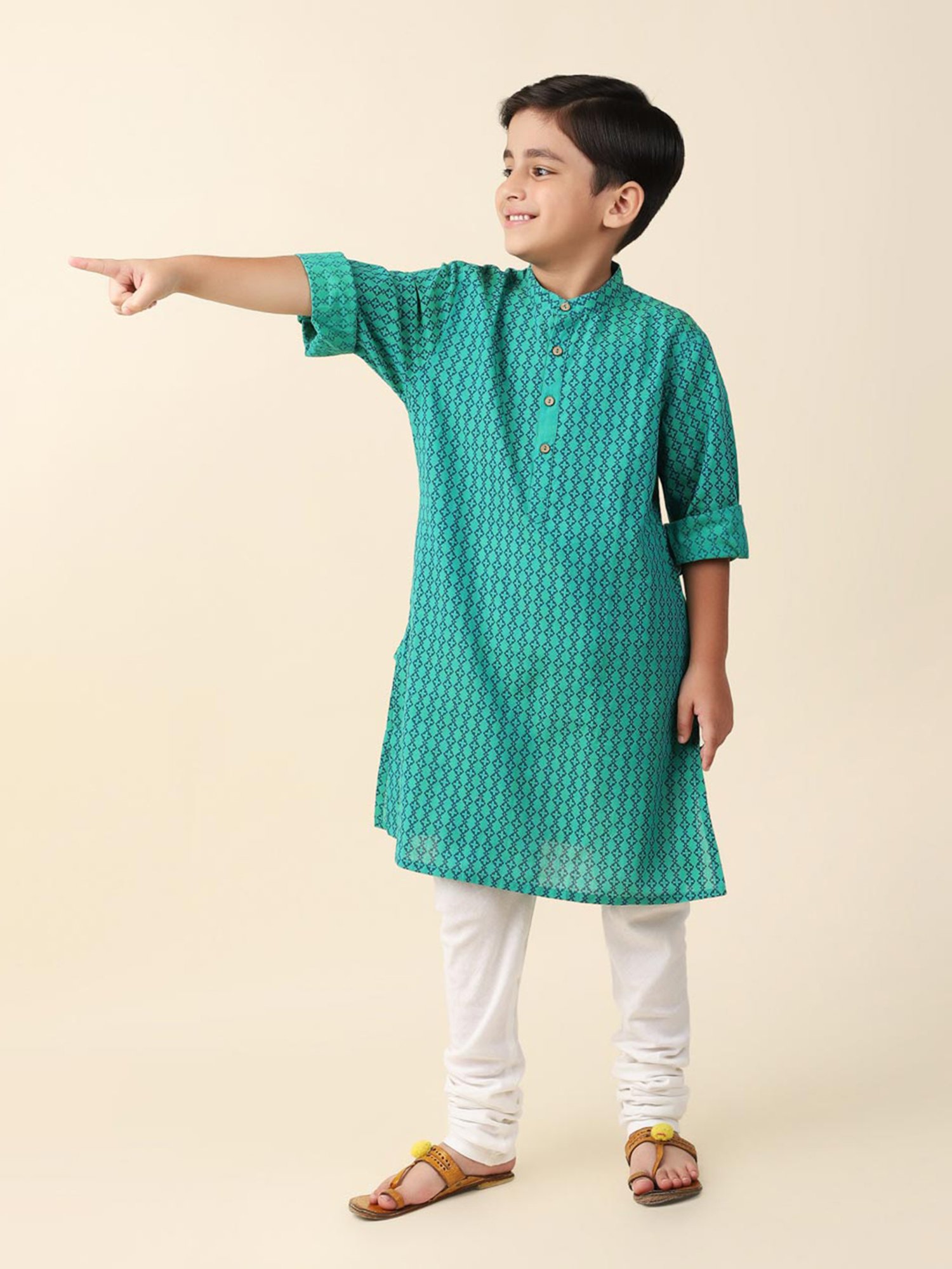 TABARD Kids Red Printed Full Sleeves Kurta