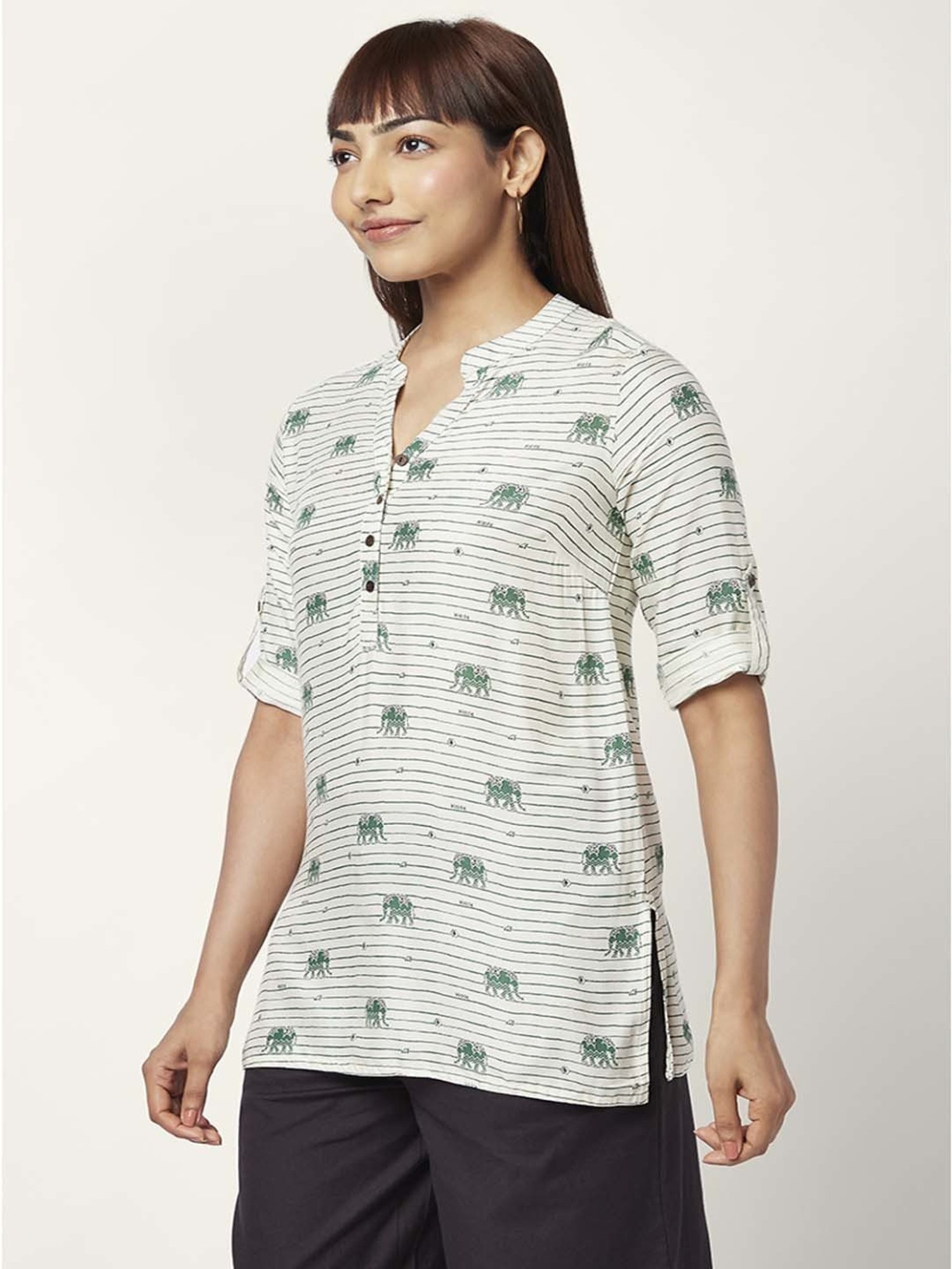 Akkriti by Pantaloons Off-White Printed Tunic
