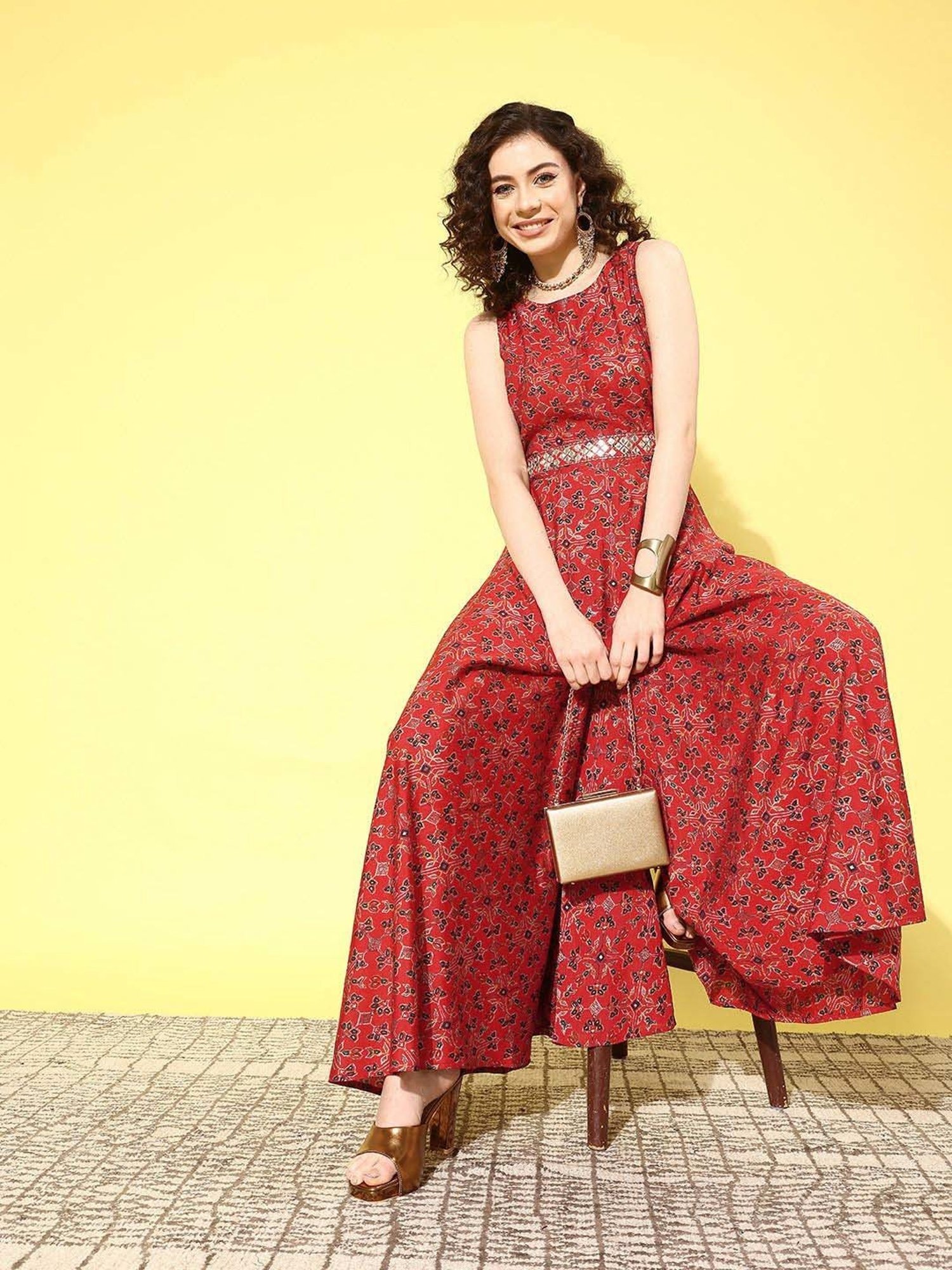 Libas Red Printed Jumpsuit