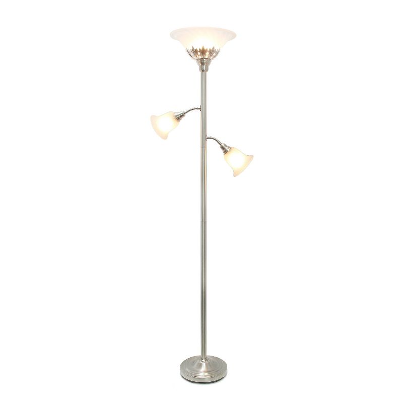 3 Light Floor Lamp with Scalloped Glass Shade Brushed Nickel - Elegant Designs