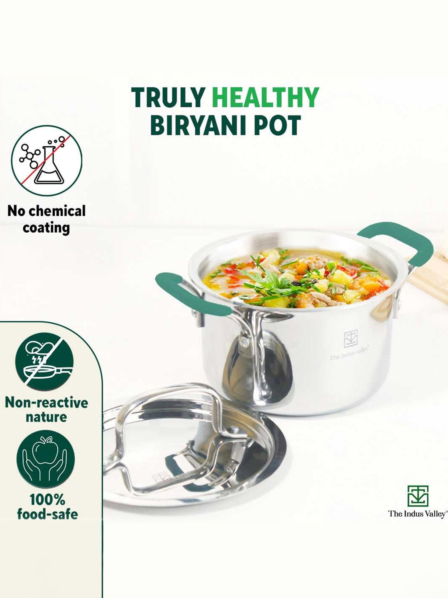 The Indus Valley Silver Stainless Steel Cookware set