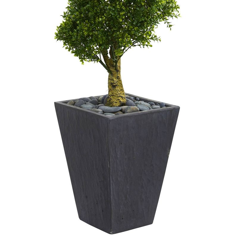 5ft Boxwood Spiral Topiary Artificial Tree In Slate Planter - Nearly Natural
