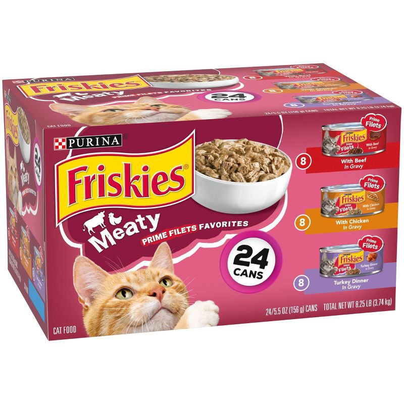Purina Friskies Meaty Prime Filets Favorites Wet Cat Food - 5.5oz/24ct Variety Pack