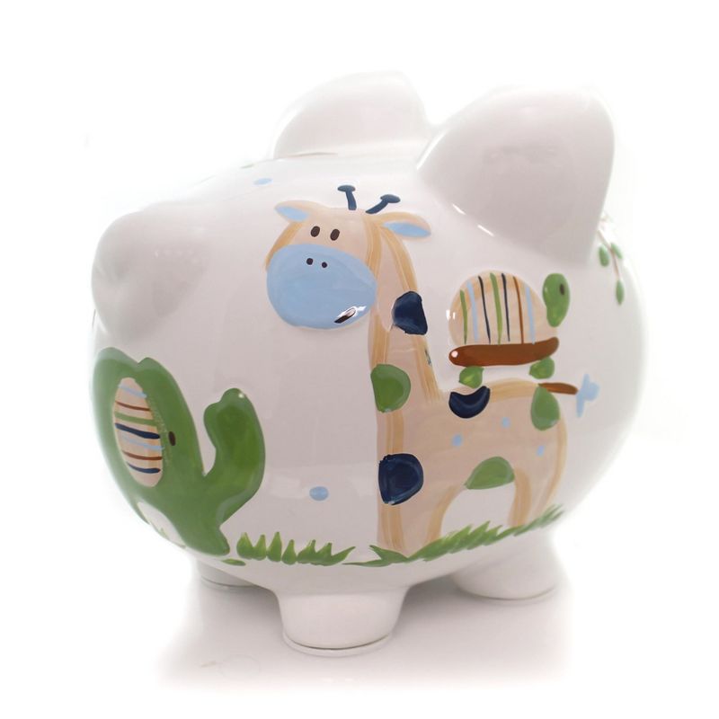 Bank 7.75" Blue Tropical Punch Piggy Giraffe Turtle Monkey  -  Decorative Banks