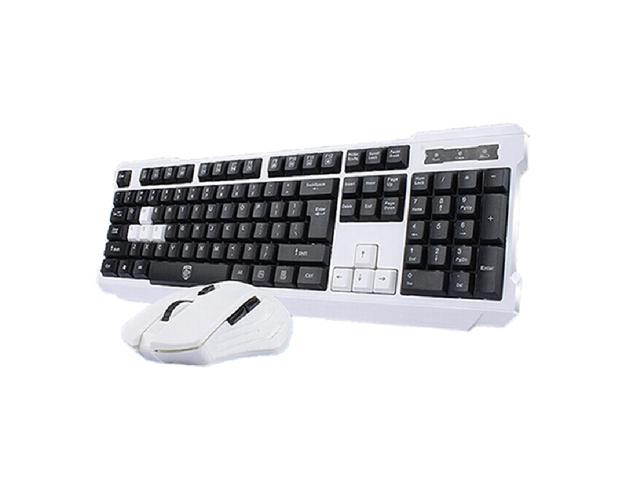 Black & White Multimedia Gaming Keyboard & Mouse With USB RF 2.4GHz Wireless HTPC, Anti-Ghosting Feature, Water-Proof Design, Mute Effect and Mechanical Feel Design, Fully Compatible