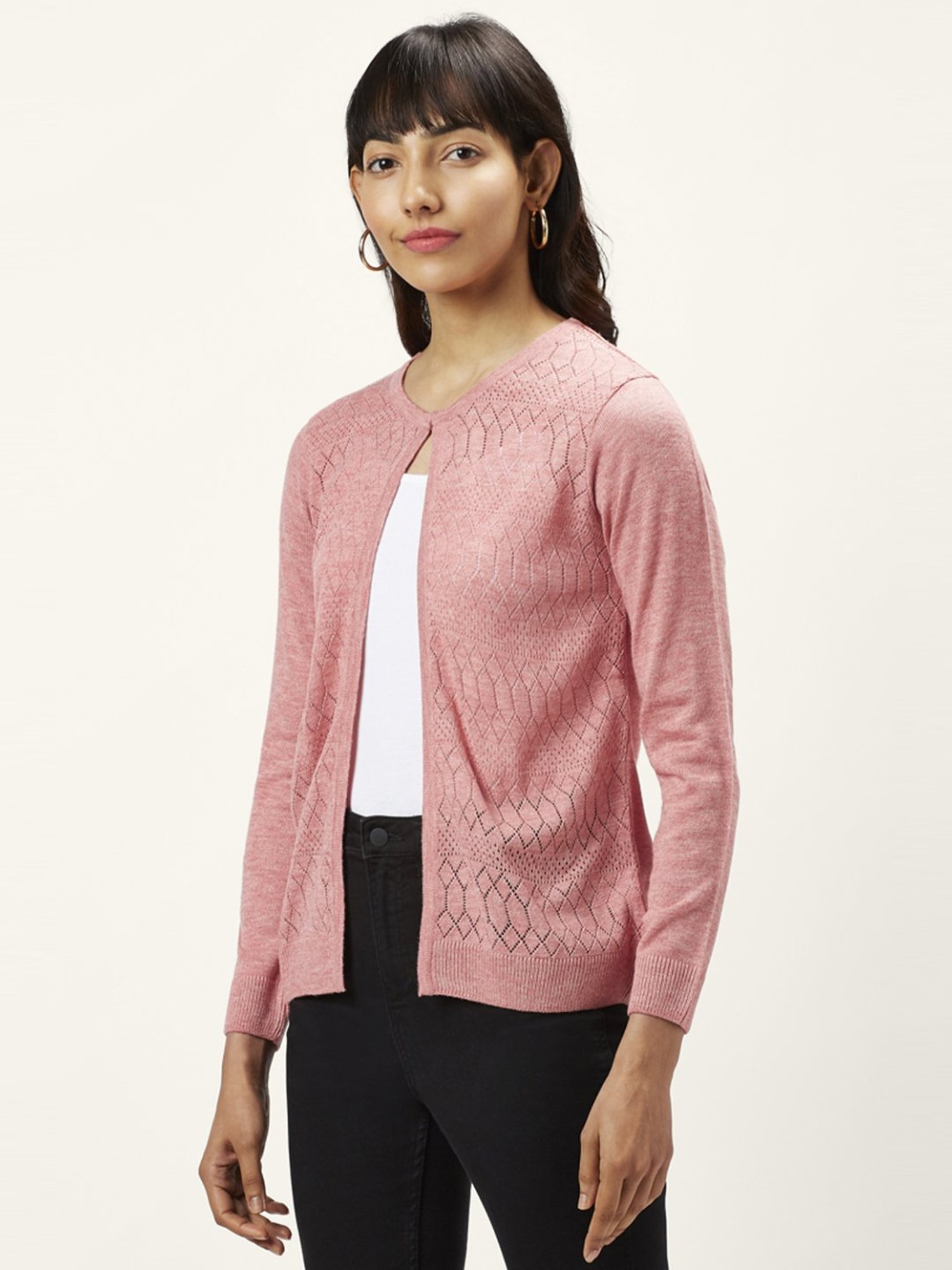 Honey by Pantaloons Pink Self Pattern Shrugs