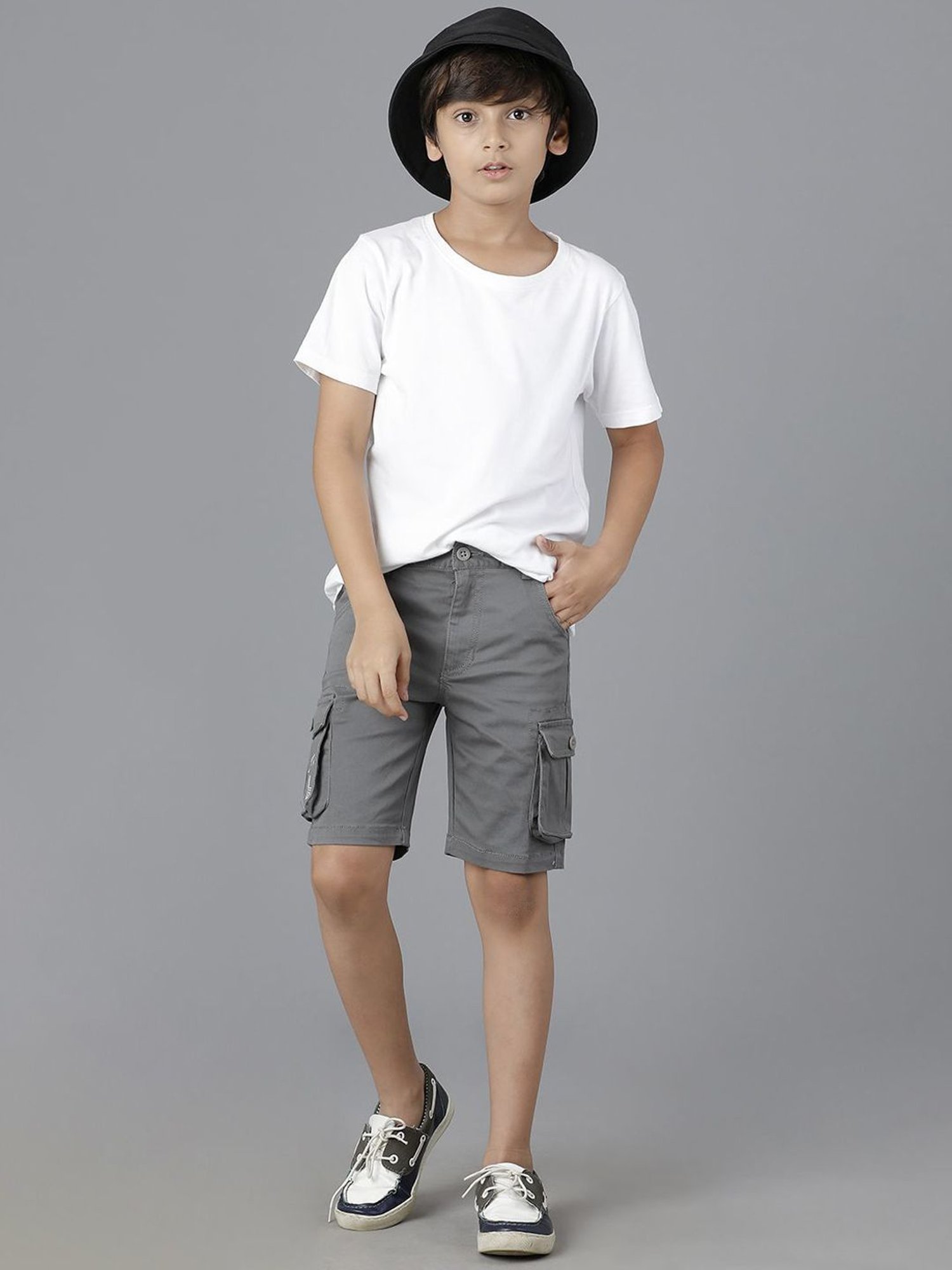 Under Fourteen Only Kids Grey Regular Fit Shorts