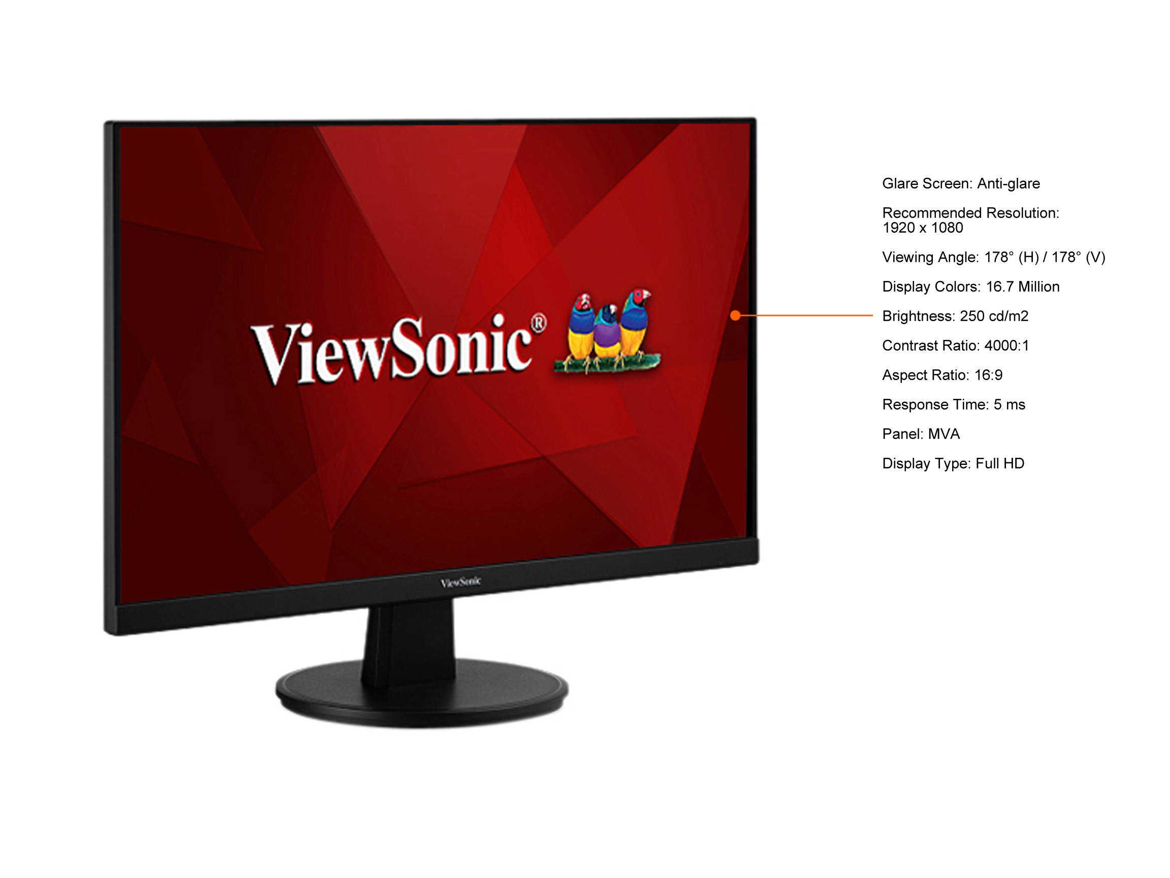 ViewSonic VA2747-MH 27" Full HD 1920 x 1080 D-Sub, HDMI Built-in Speakers Monitor