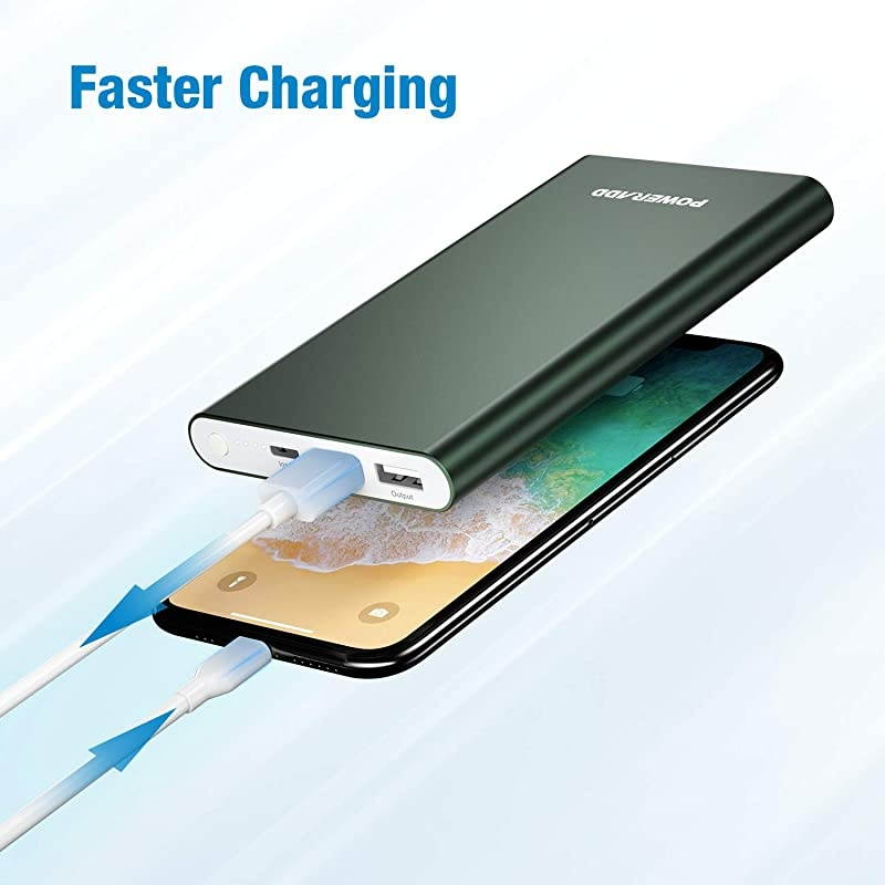 Pilot 4GS 12000mAh Portable Charger 8-Pin Input External Battery Pack with 3A High-Speed Output Compatible with iPhone, iPad, iPod, Samsung - Midnight Green (8 Pin Cable Include)