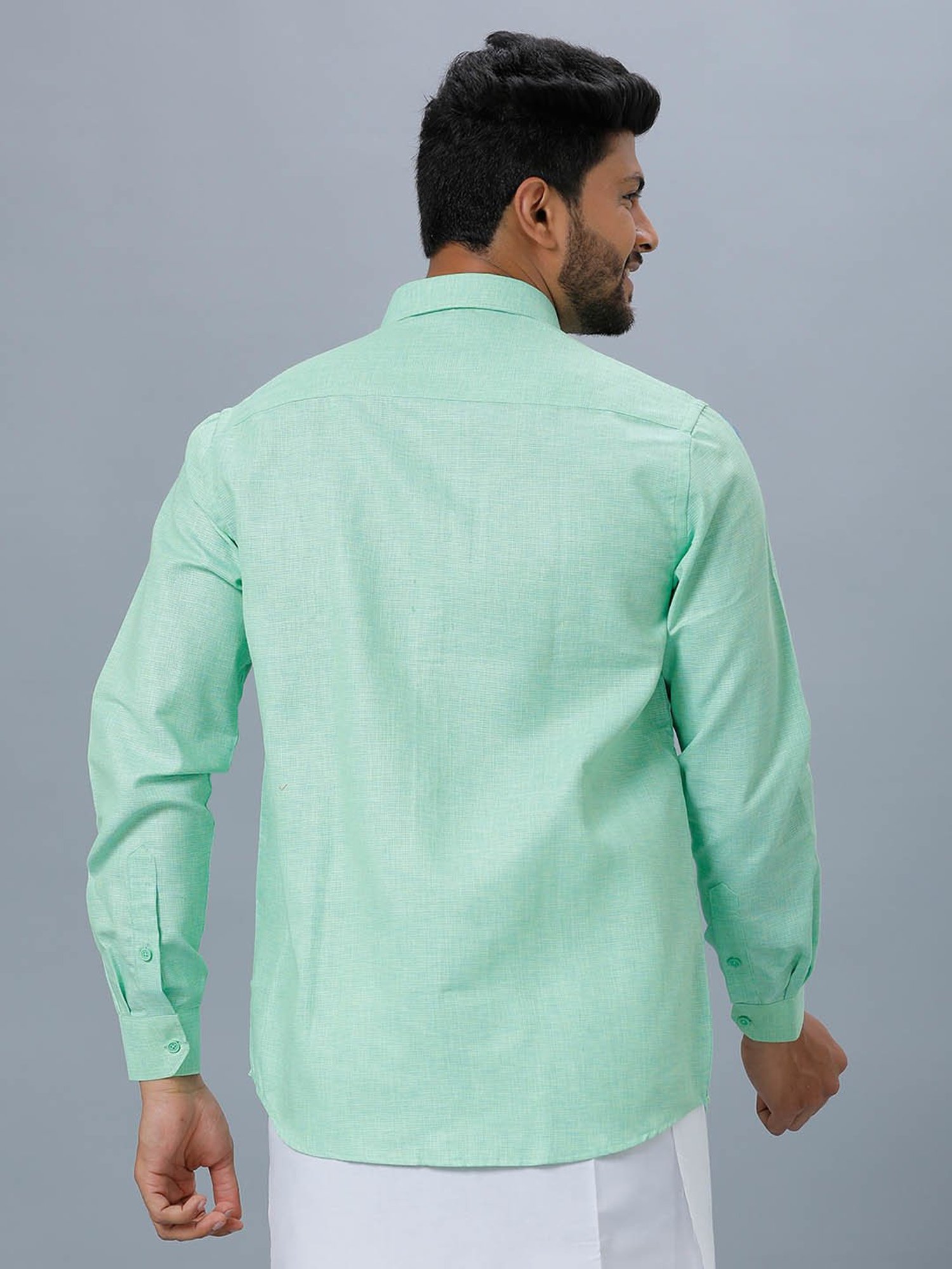 Ramraj Sea Green Regular Fit Shirt