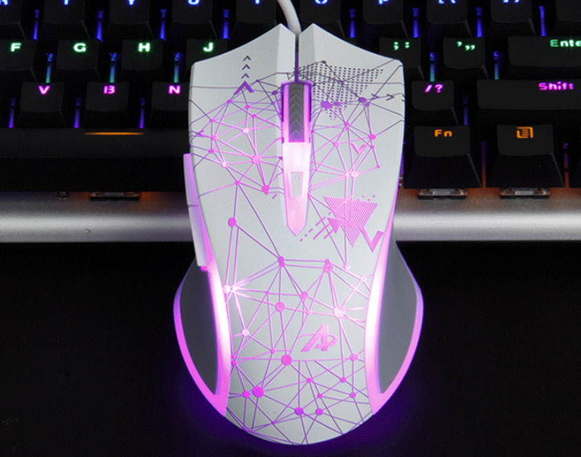 Ajazz AJ119  Ergonomic Design, Cool Exterior 4-color Backlit 3200DPI 6 Programmable Buttons, USB Wired  Gaming Mouse-Black