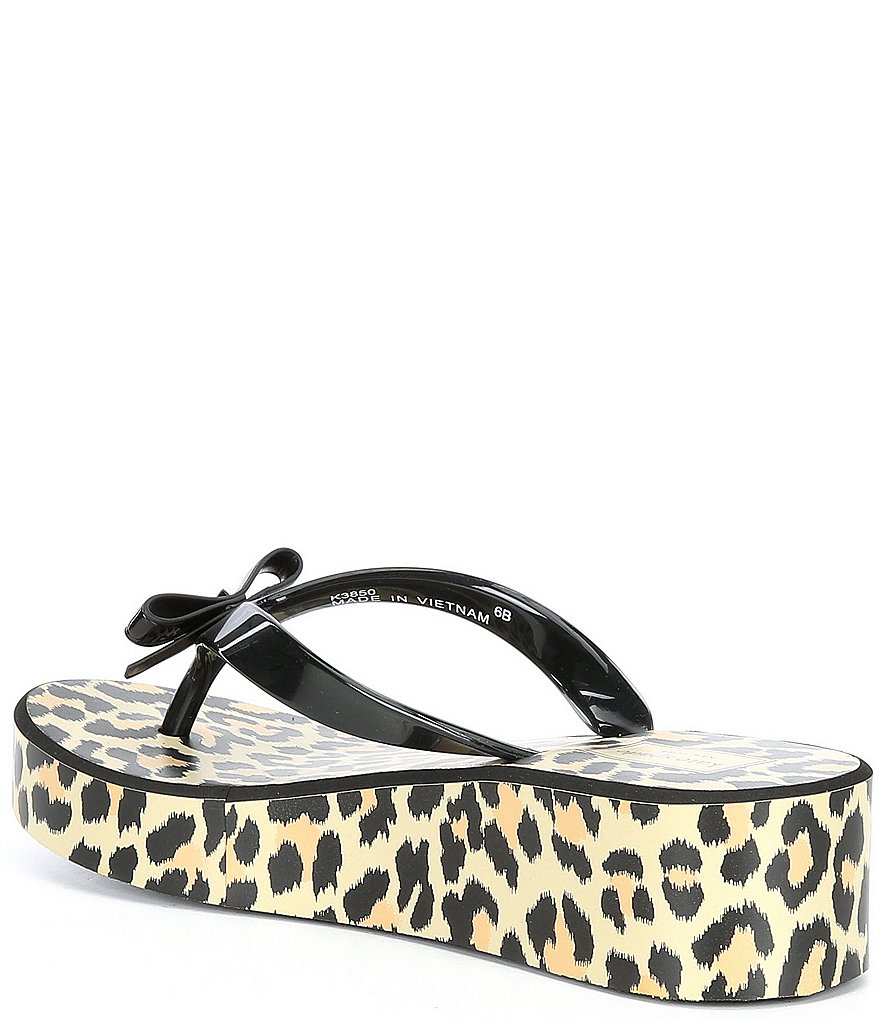 kate spade new york Rina Leopard Print Bow Detail Platform Flip Flops