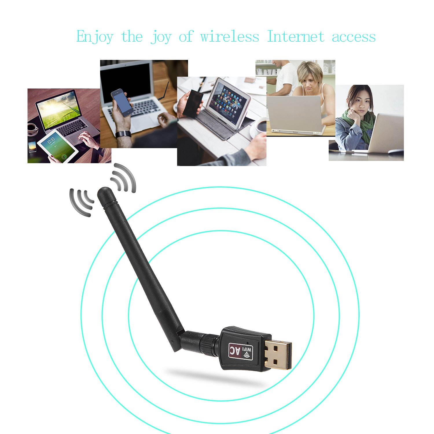 Long Range AC600 USB WiFi Adapter, 802.11AC 600Mbps Wireless Network Adapter Dual Band 2.4G/150Mbps + 5G/433Mbps, External Antenna for Windows 10 / 8.1 / 8 / 7 / XP /Vista, MAC OS