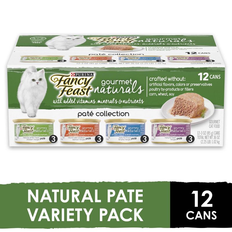Purina Fancy Feast Gourmet Naturals Paté Collection Gourmet Wet Cat Food - 3oz/12ct Variety Pack