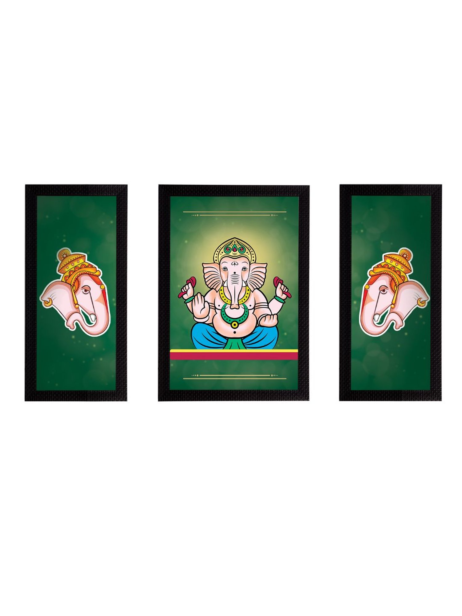 eCraftIndia Set of 3 Lord Ganesha Satin Matt Texture UV Art Painting
